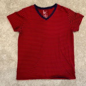 Gap Mens Essential V neck tee - red and navy